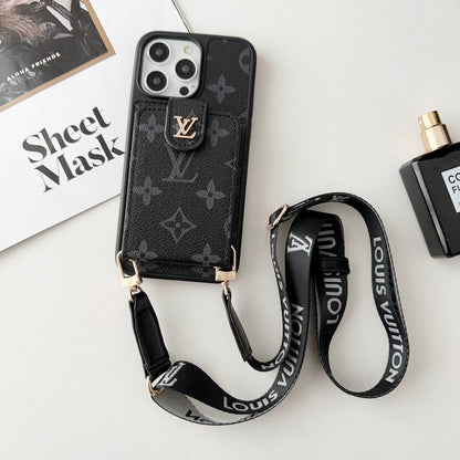 Luxury Black &amp; White Crossbody Card Bag iPhone Case