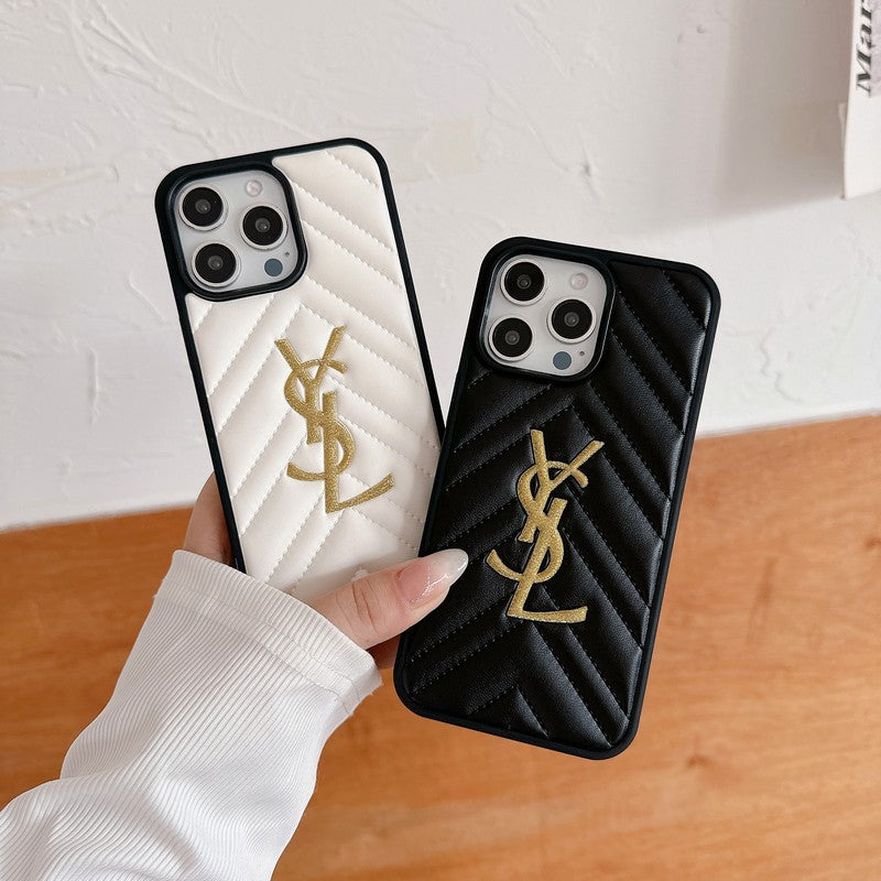 Saint Black &amp; White Leather iPhone Case