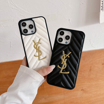 Saint Black &amp; White Leather iPhone Case