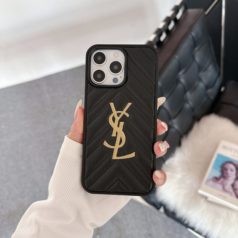 Saint Black &amp; White Leather iPhone Case