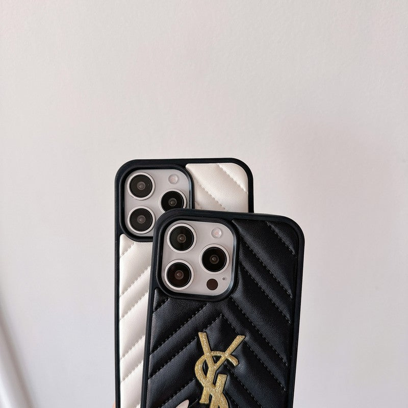 Saint Black &amp; White Leather iPhone Case
