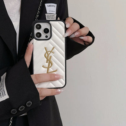 Saint Black &amp; White Leather iPhone Case