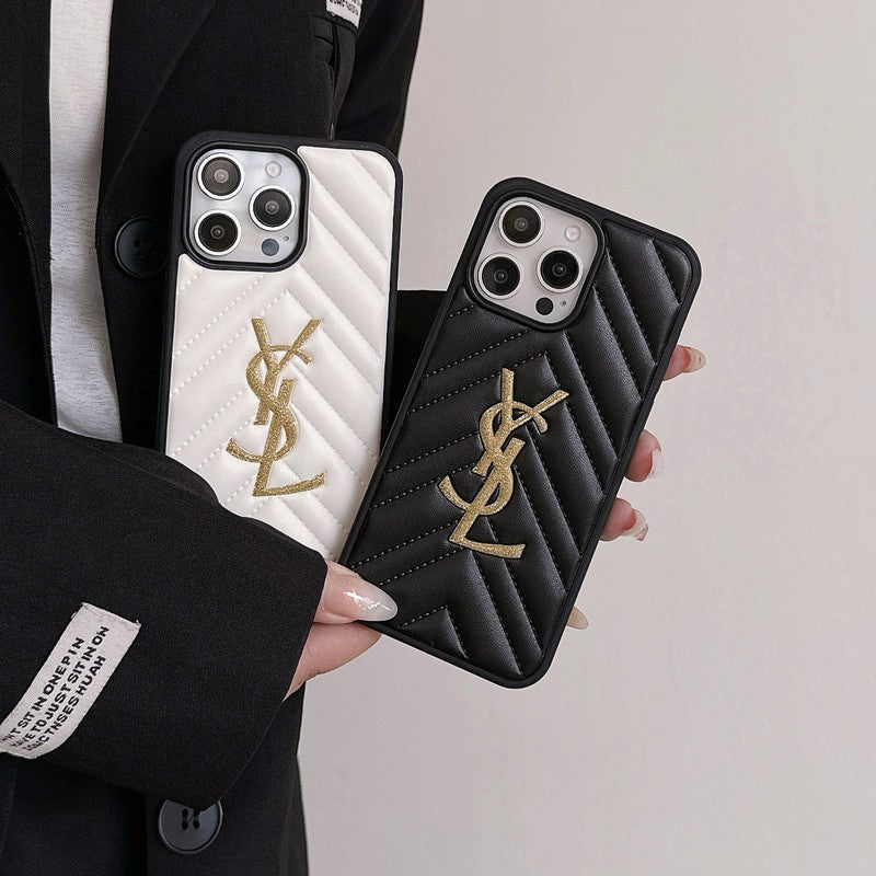 Saint Black &amp; White Leather iPhone Case