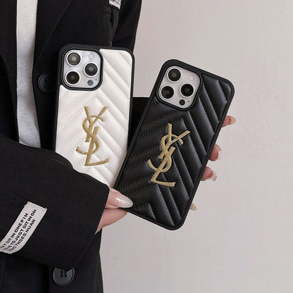 Saint Black &amp; White Leather iPhone Case