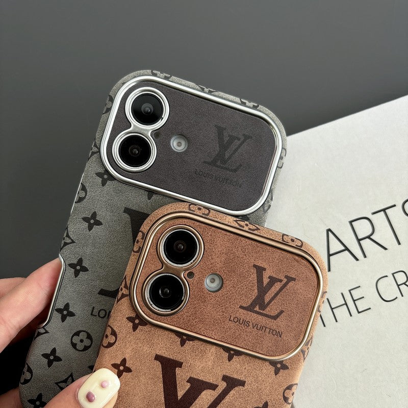 Luxury Brown &amp; Black Color Leather iPhone Case