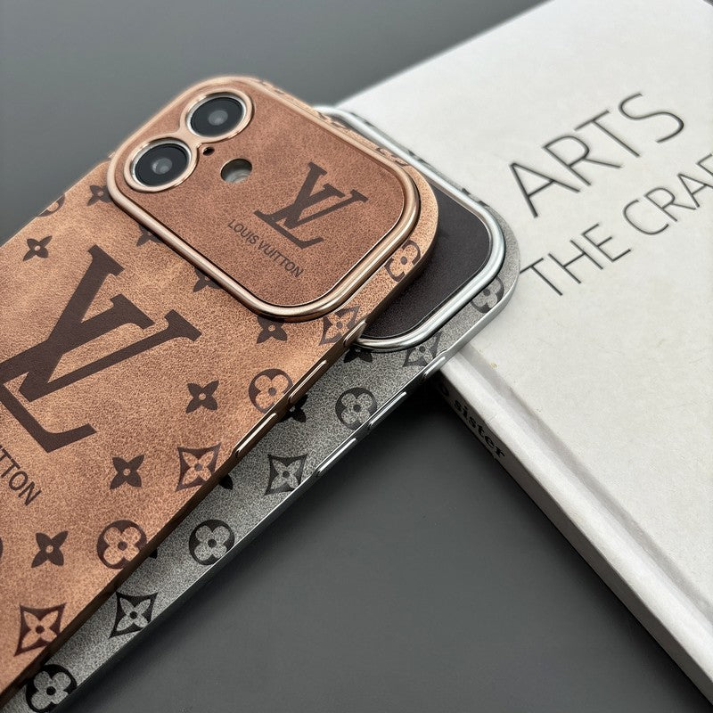 Luxury Brown &amp; Black Color Leather iPhone Case
