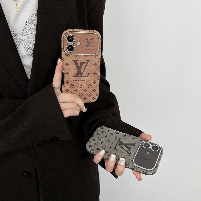 Luxury Brown &amp; Black Color Leather iPhone Case
