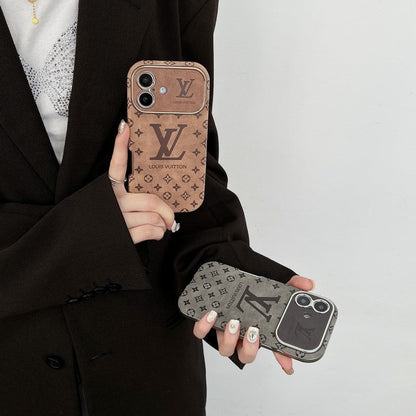 Luxury Brown &amp; Black Color Leather iPhone Case
