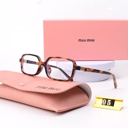Leopard Print Square Frame Retro Glasses &amp; Sunglasses