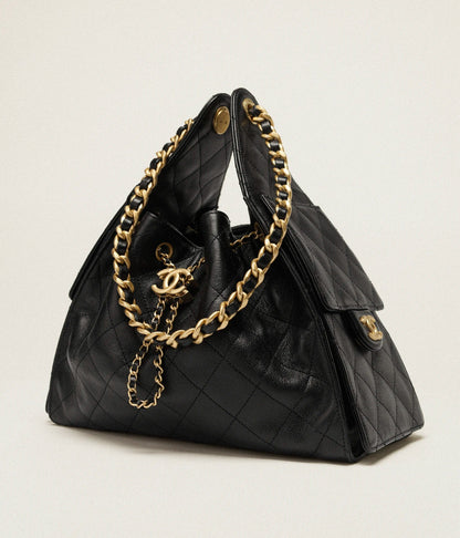 25 Small Handbag Grained Calfskin &amp; Gold-Tone Metal Bag